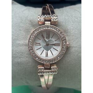 Lupai Rose Gold Tone Rhinestone Bezel Women’s Quartz Watch